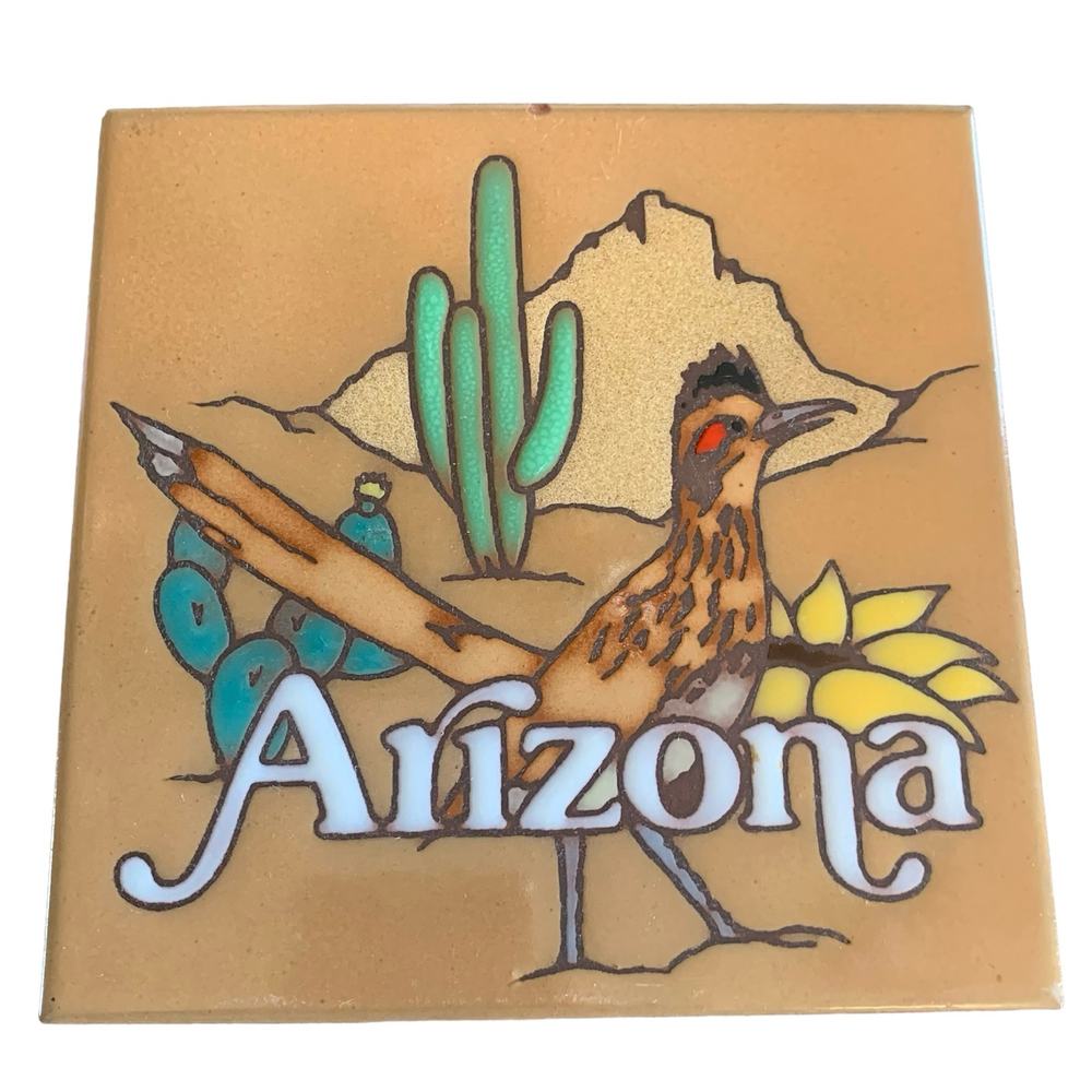 Handcrafted Masterworks Arizona Roadrunner Ceramic Tile Trivet Wall Hanging0